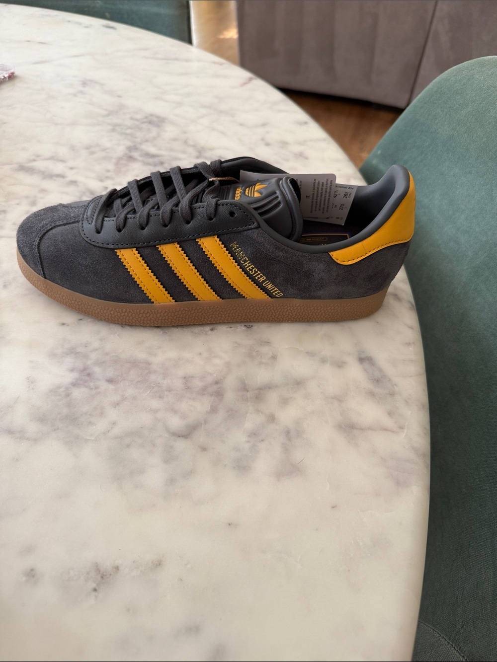 adidas Manchester United Grey and Yellow Suede Sneakers